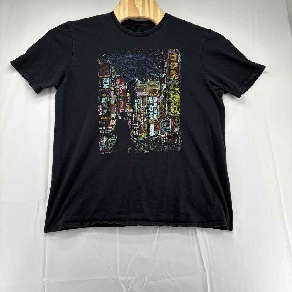 Threadless Godzilla Kaiju City Graphic Kooky Lava Design T-Shirt S Large Black